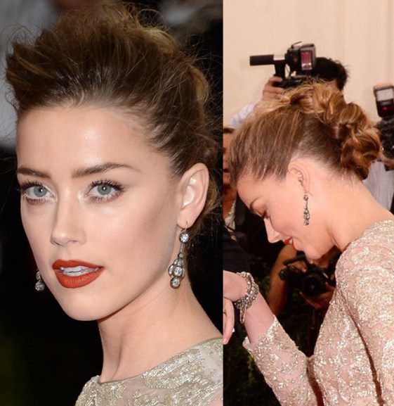 Amber Heard's Faux Mohawk Updo At Met Ball 2014