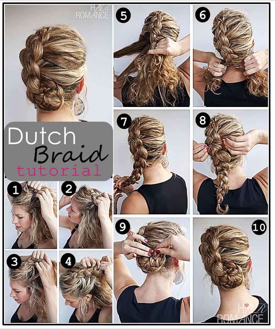 Dutch Braid Updo Hairstyle Tutorial Casual Uk 