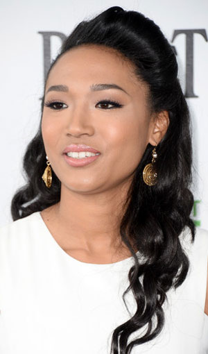Judith Hill’s Elegant Bouffant Half-Up Long Curly Hairstyle