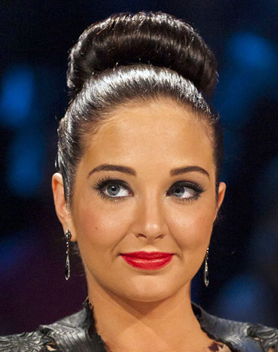 Tulisa Contostavlos’ Fun Large Sock Bun Hairstyle