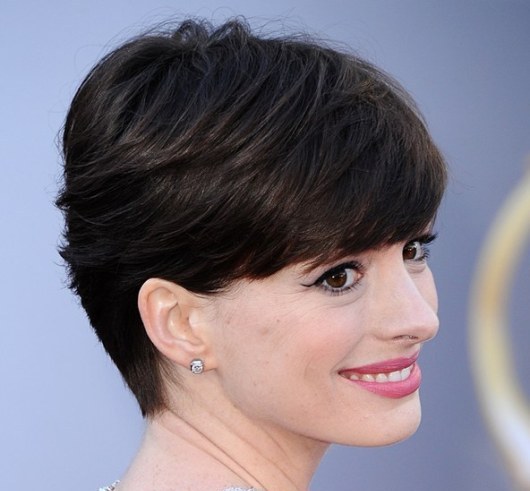 Anne Hathaway Chic Classy Short Straight Brunette Hairstyle