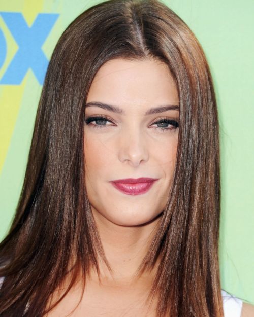 Ashley Greene's Long Straight Sleek Brunette Hairstyle With Middle Part