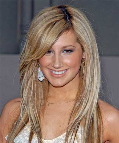 Ashley Tisdale's Long Straight Blonde Hair With Side Bangs
