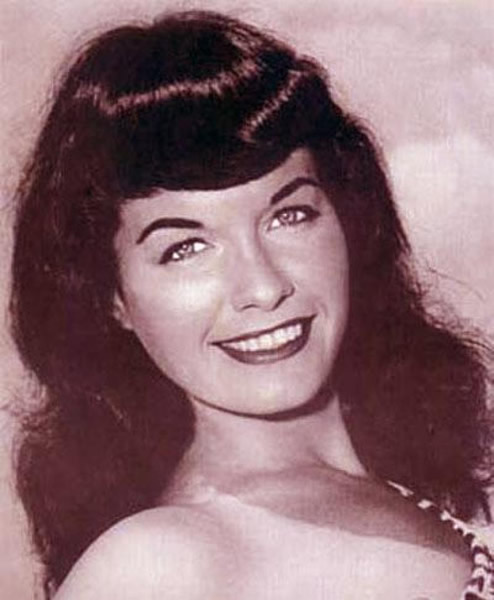 Bettie Page Cropped Bangs with Long Black Hair and Ultra-high Spiked Heels