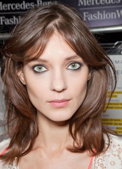 Brown Medium Length Edgy Hairstyle With Tousled Waves