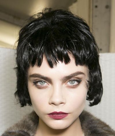 Black Hair In Short Choppy Bob With Wet Look Hairstyle