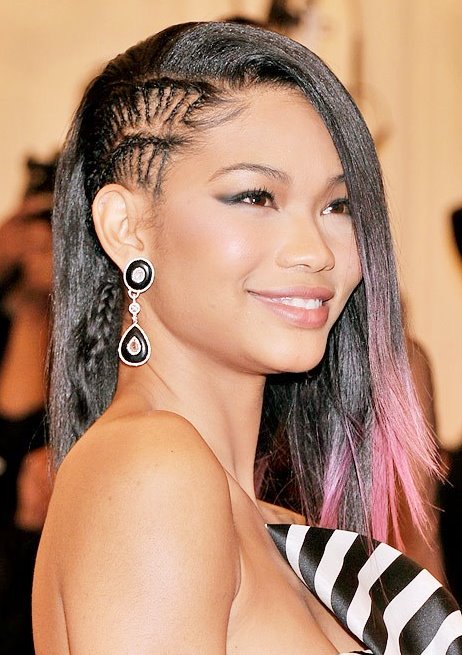 Chanel Iman Hip And Chic In A Pink Dip-Dye Hairstyle With Side Braids