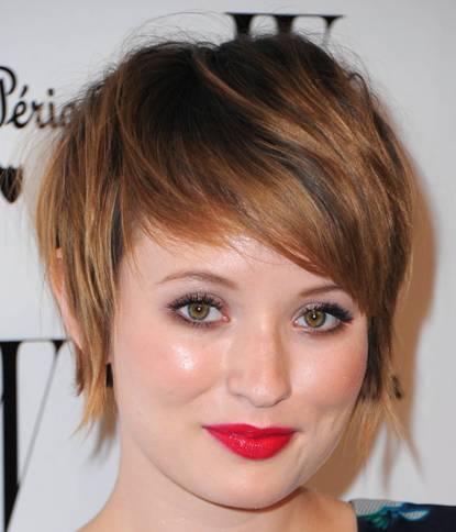 Cute Highlighted Brunette Short Straight Angled Cropped Hairstyle