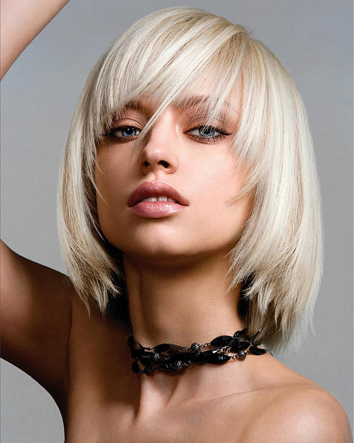 Fine Short Blonde Hair In Sexy Layered Bob Hairstyle