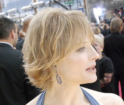 Jodie Foster's Blonde Hair In Short Straight Layered Bob Hairstyle