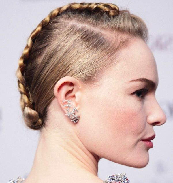 Kate Bosworth's Straight Blonde Hair In Fierce Braided Mohawk Updo