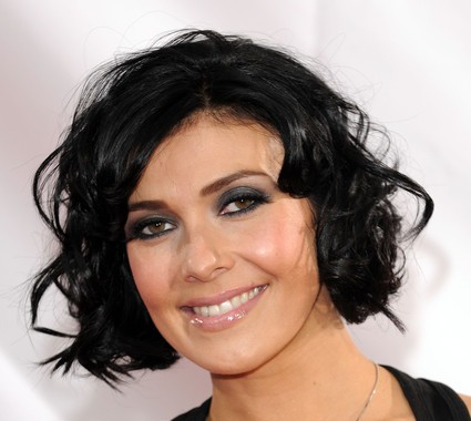 Kym Marsh's Sassy Flirty Black Short Wavy Mature Hairstyle