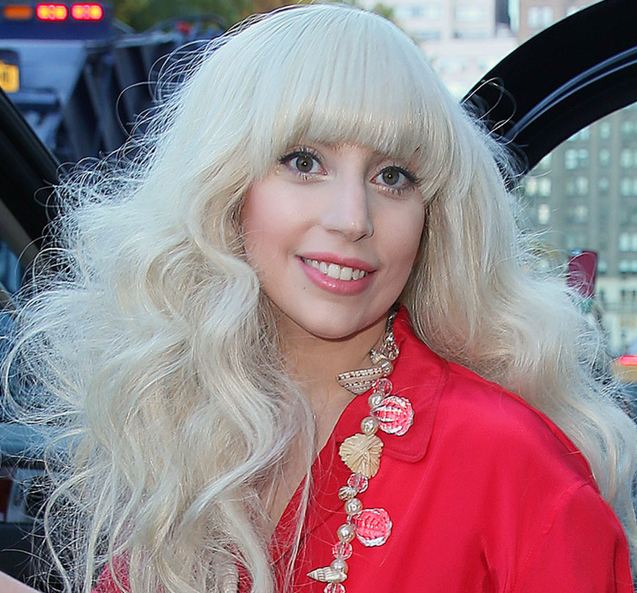 Lady Gaga's Long Wavy Hairstyle With Blunt Bangs