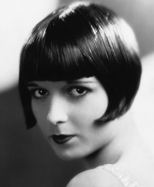 Louise Brooks' Trademarked 20's Bob Hairstyle With Bangs