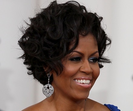 Michelle Obama Chic Short Curly Formal Mature Hairstyle