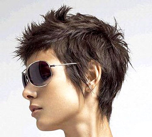 Short Brunette Hair In Edgy Cropped Hairstyle For Fine Hair