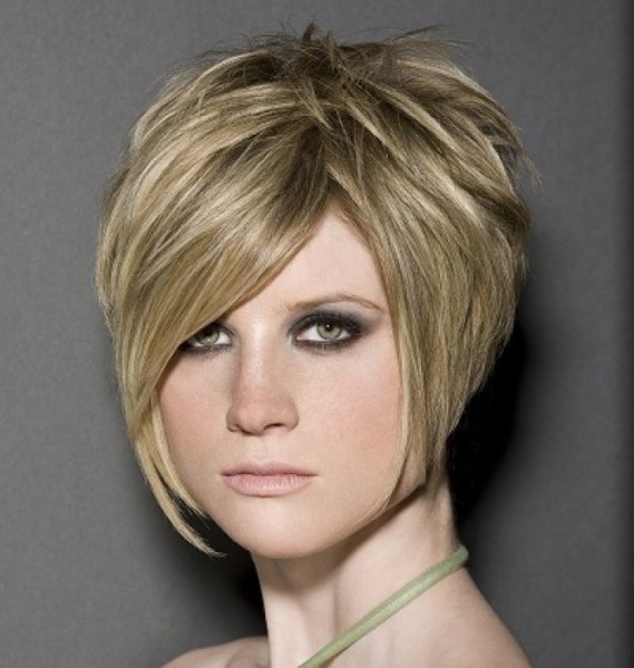 Short Straight Blonde Hair In Chic Polished Wedge Hairstyle